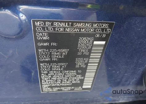 2020 Nissan Rogue Sv Fwd from USA, damaged, VIN KNMAT2MT8LP502407